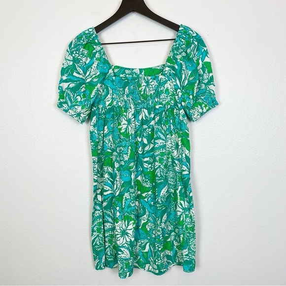Lilly Pulitzer Delaney Dress Botanical Green Safari Sangria - Picture 6 of 9